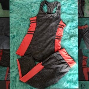 Coral And Gray Two Piece Workout Set